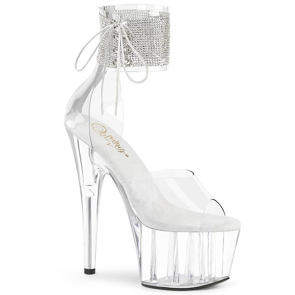 Pleaser - ADORE724RS Sandale à bride à la cheville, Pole dance chaussures - Chaussures de pole dance - Couleur argent/Transparent Product image